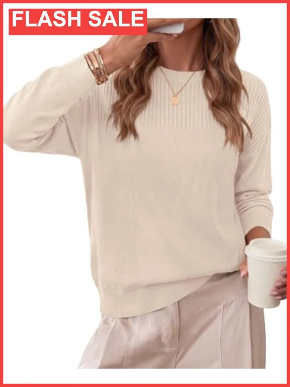 Crewneck Cropped Knit Sweater Long Sleeve Pullover Casual Fall Winter